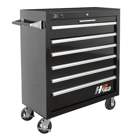 Homak 36in H2Pro Series 6 Drawer Roller Cabinet - Black BK04036061